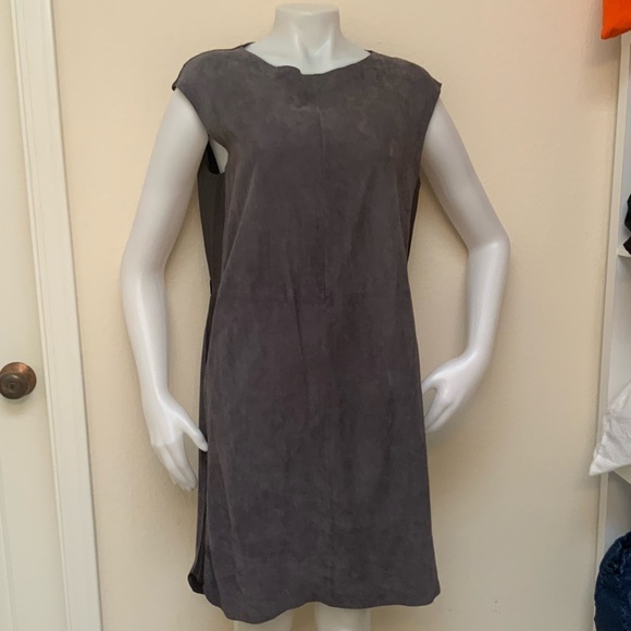 Fabiana Filippi Dresses & Skirts - FABIANA FILIPPI Gray/Taupe Suede Sleeveless Dress